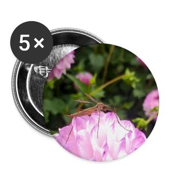 Rosa Dahlie mit Schnake – Makro Naturfotografie - Buttons groß 56 mm (5er Pack) - Weiß - Vorne