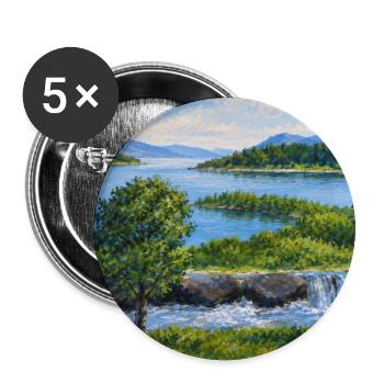 Flusslandschaft mit Wasserfall - Buttons groß 56 mm (5er Pack) - Weiß - Vorne