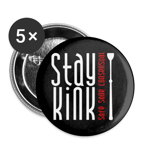 Bliv Kink! Maske sort - Buttons/Badges stor, 56 mm (5-pack)