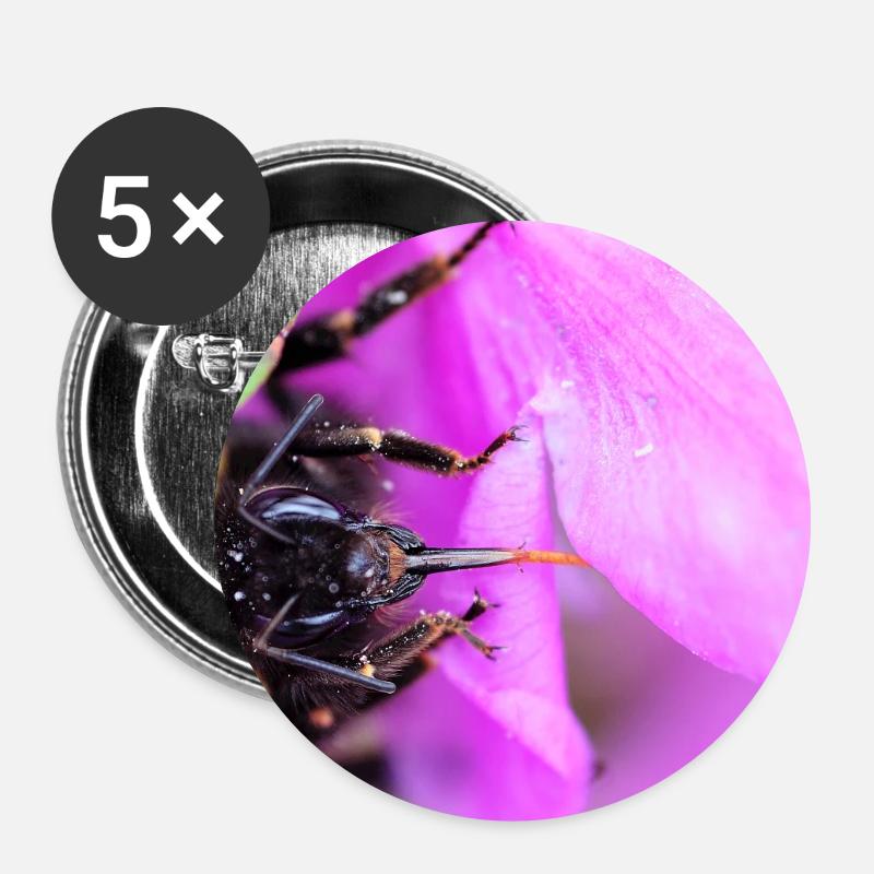 Bee on the violet - Buttons large 2.2''/56 mm (5-pack) - white