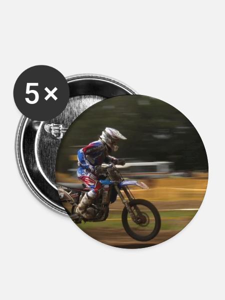 Motocross Action - Buttons groß 56 mm (5er Pack) - Weiß