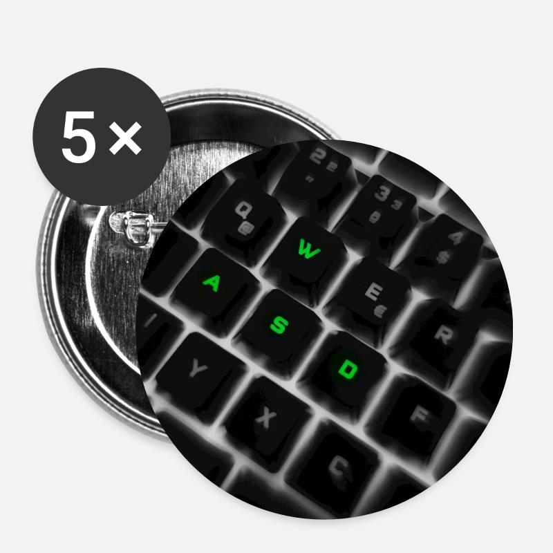 Impression d’art sur le clavier néon WASD - Lot de 5 grands badges (56 mm) - blanc