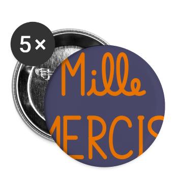 MERCI. MAÎTRESSE. MAÎTRE. MERCI MAÎTRESSE - Lot de 5 grands badges (56 mm) - blanc - Devant
