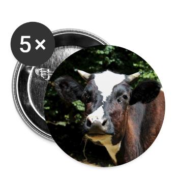 Kuh Poster - Buttons groß 56 mm (5er Pack) - Weiß - Vorne