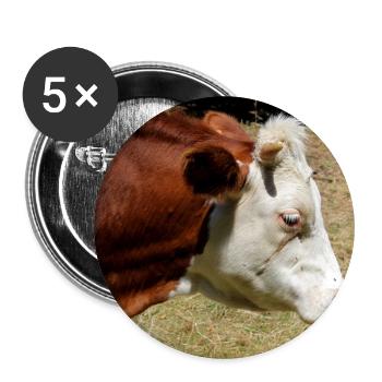 Kuh Poster - Buttons groß 56 mm (5er Pack) - Weiß - Vorne