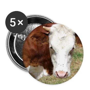 Kuh Poster - Buttons groß 56 mm (5er Pack) - Weiß - Vorne