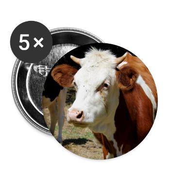Kuh Poster - Buttons groß 56 mm (5er Pack) - Weiß - Vorne