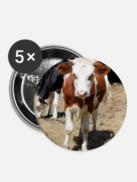 Kuh Poster - Buttons groß 56 mm (5er Pack) - Weiß