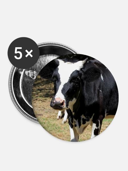 Kuh Poster - Buttons groß 56 mm (5er Pack) - Weiß