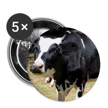 Kuh Poster - Buttons groß 56 mm (5er Pack) - Weiß - Vorne