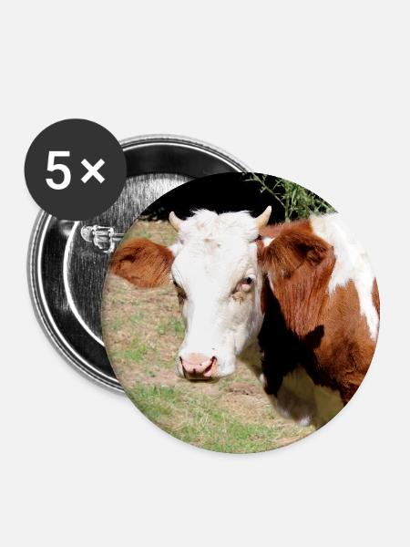Kuh Poster - Buttons groß 56 mm (5er Pack) - Weiß