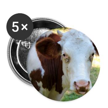 Kuh Poster - Buttons groß 56 mm (5er Pack) - Weiß - Vorne