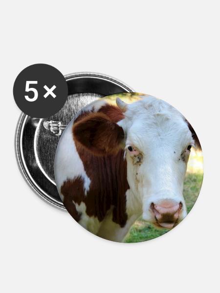 Kuh Poster - Buttons groß 56 mm (5er Pack) - Weiß