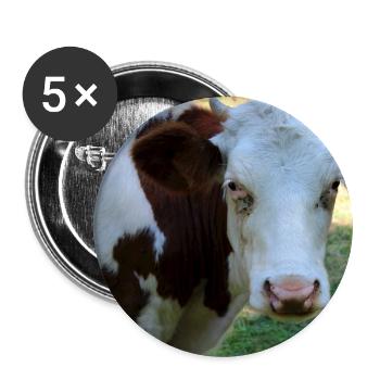 Kuh Poster - Buttons groß 56 mm (5er Pack) - Weiß - Vorne