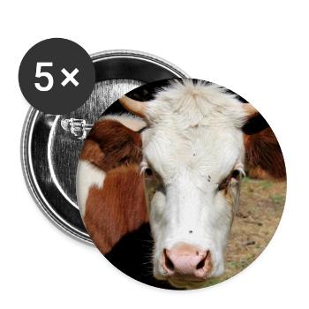 Kuh Poster - Buttons groß 56 mm (5er Pack) - Weiß - Vorne