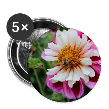 Abeille, Miel Scène Sur Fleur Colorée, Dahlia - Lot de 5 grands badges (56 mm) - blanc - Devant