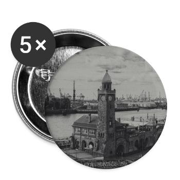 Port of Hamburg Gauge Tower retro - Buttons large 2.2''/56 mm (5-pack) - white - Front