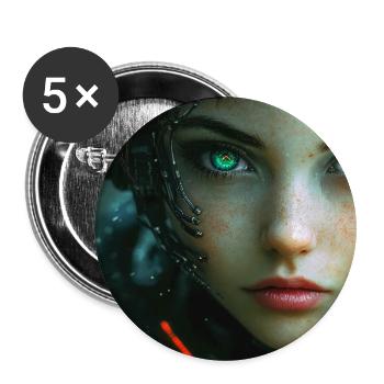 Cyber eyes in neon light - Buttons large 2.2''/56 mm (5-pack) - white - Front
