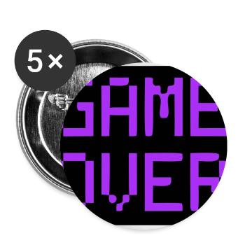 Game Over Shield Rétro Gamer - Lot de 5 grands badges (56 mm) - blanc - Devant