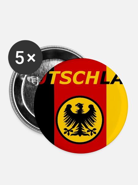 Deutschland Flagge mit Adler - Buttons groß 56 mm (5er Pack) - Weiß