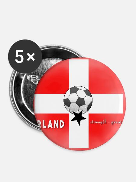 Schweiz Fußball Schweizer Fahne mit Fußball - Buttons groß 56 mm (5er Pack) - Weiß