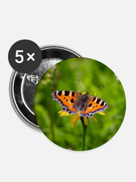 Schmetterling im Portrait - Buttons groß 56 mm (5er Pack) - Weiß