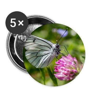 Tree White Butterfly on Blossom - Buttons large 2.2''/56 mm (5-pack) - white - Front