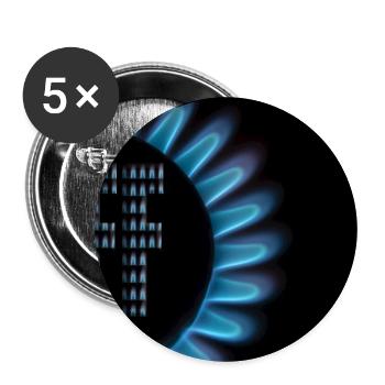 Gasflamme von einem Herd mit dem Wort Aus - Buttons groß 56 mm (5er Pack) - Weiß - Vorne