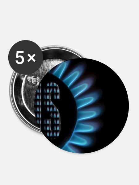 Gas AUS - Buttons groß 56 mm (5er Pack) - Weiß
