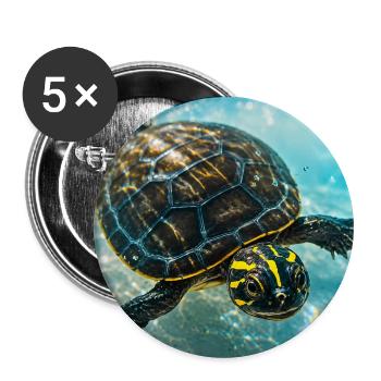 Schwimmende Schildkröte - Buttons groß 56 mm (5er Pack) - Weiß - Vorne