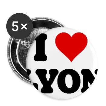 Ich liebe Lyon, ich liebe Lyon – Amour Ville - Buttons groß 56 mm (5er Pack) - Weiß - Vorne