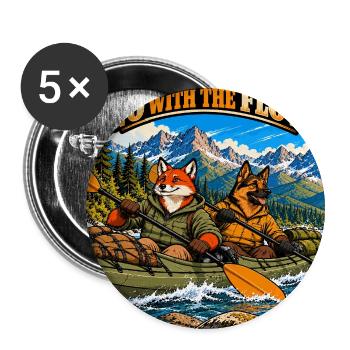 Abenteuer-Kajakfahren – Fuchs und Deutsche Schäferhund - Buttons groß 56 mm (5er Pack) - Weiß - Vorne