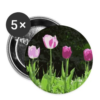 Tulpen im Frühling - Buttons groß 56 mm (5er Pack) - Weiß - Vorne