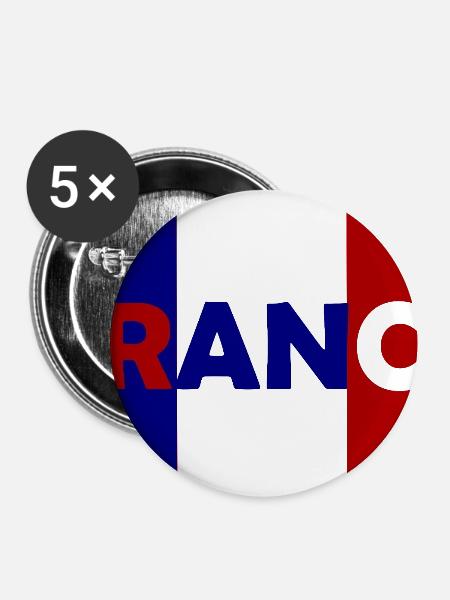 Französische Flagge Typo-Design - Buttons groß 56 mm (5er Pack) - Weiß