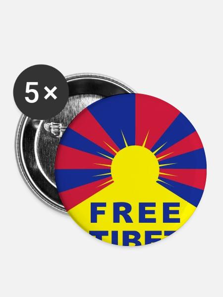 Free Tibet - Buttons large 2.2''/56 mm (5-pack) - white