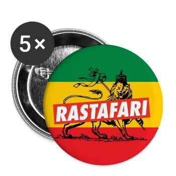 REGGAE FLAGGE - RASTA LION - JAH RASTAFARI - Buttons groß 56 mm (5er Pack) - Weiß - Vorne