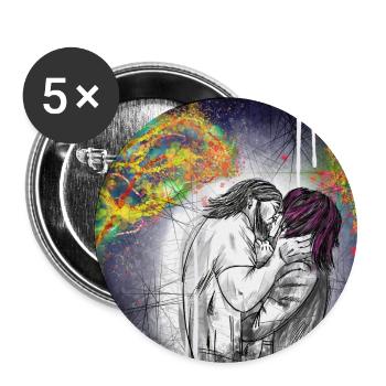 Premier baiser - Lot de 5 grands badges (56 mm) - blanc - Devant