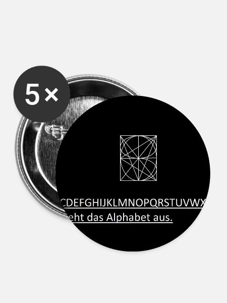 Geometrisches Alphabet Quadrat - Buttons groß 56 mm (5er Pack) - Weiß