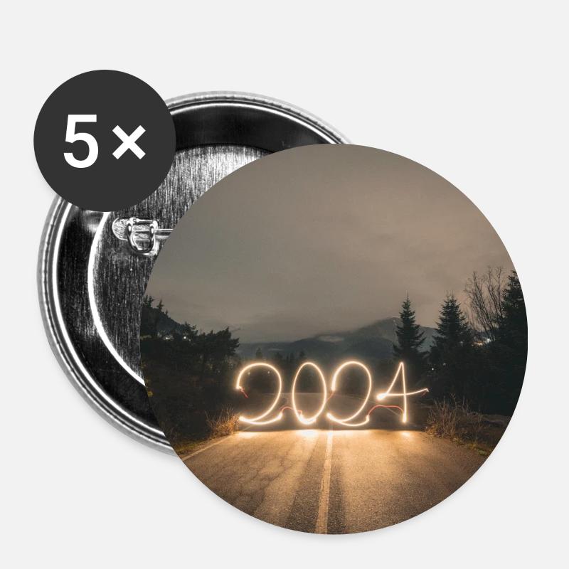 Year 2024 lightpaint - Buttons large 2.2''/56 mm (5-pack) - white