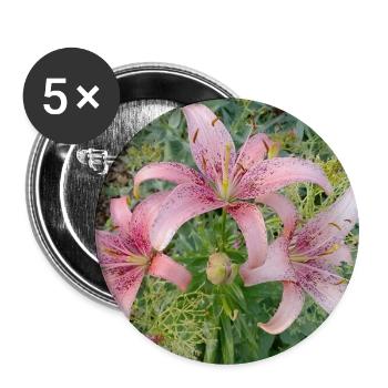 Pink Lily Blossom - Buttons large 2.2''/56 mm (5-pack) - white - Front