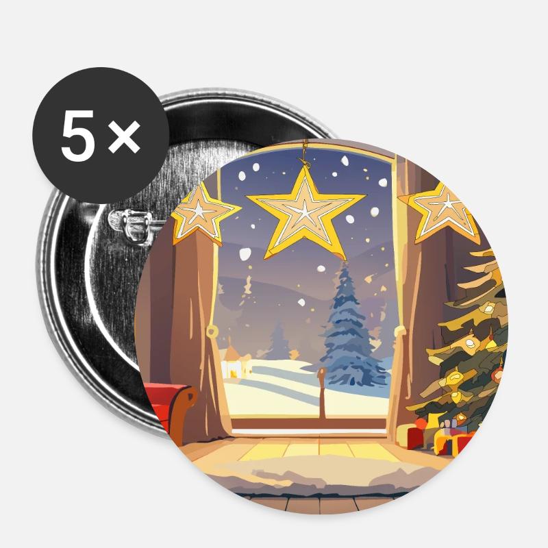 Christmas Eve - Buttons large 2.2''/56 mm (5-pack) - white