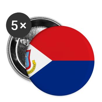 Sint Maarten – Flagge auf rotem und blauem Hintergrund - Buttons groß 56 mm (5er Pack) - Weiß - Vorne