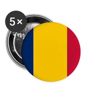 Tschad – Flaggenwappen Blau, Gelb, Rot - Buttons groß 56 mm (5er Pack) - Weiß - Vorne