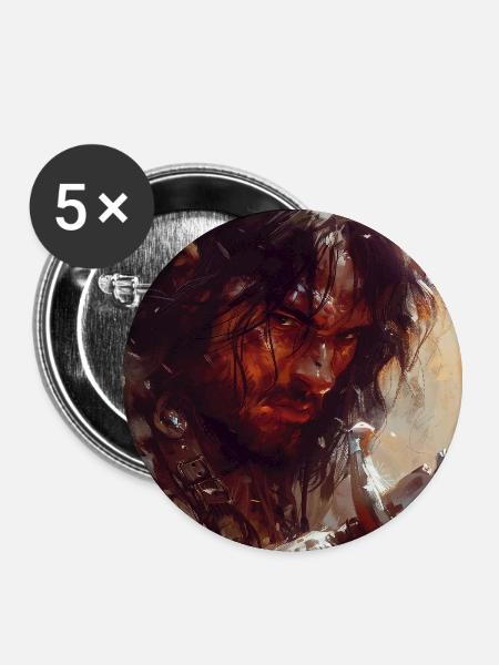 Conan der Cimmerier Illustration Poster - Buttons groß 56 mm (5er Pack) - Weiß