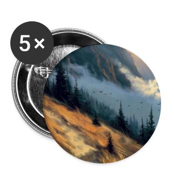 Mountain Landscape Illustration Poster - Buttons large 2.2''/56 mm (5-pack) - white - Front