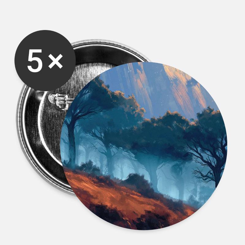 Forest Landscape Illustration Poster - Buttons large 2.2''/56 mm (5-pack) - white