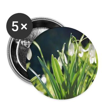 Schneeglöckchen Frühling Blüte Design - Buttons groß 56 mm (5er Pack) - Weiß - Vorne