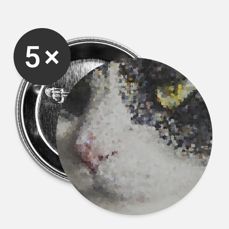 Pixel Cat Mosaic Portrait - Buttons large 2.2''/56 mm (5-pack) - white