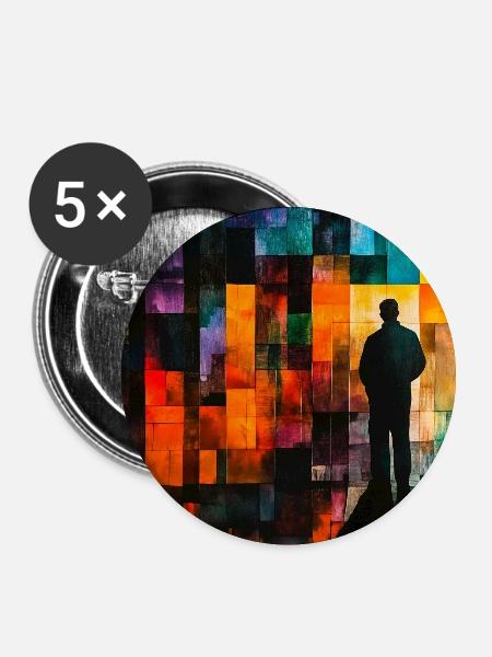 Farbmosaik Schattenpfad - Buttons groß 56 mm (5er Pack) - Weiß