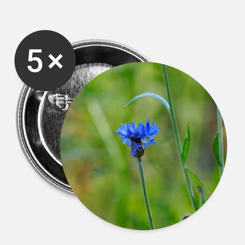 Kornblume  - Buttons groß 56 mm (5er Pack) - Weiß